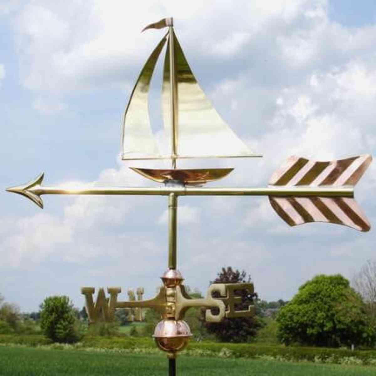 Copper sail boat weathervane